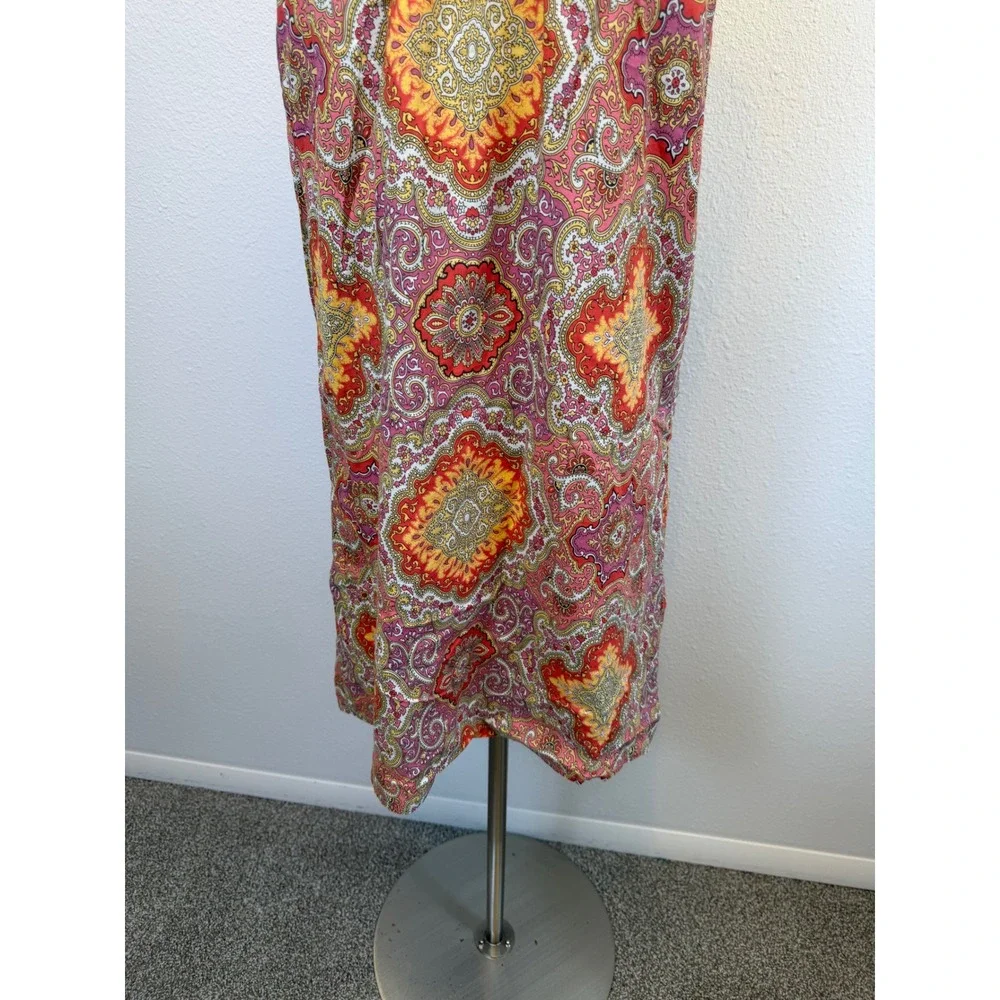 Vtg Y2K J Crew Paisley Strapless Shift Dress Womens XS Aztec Geometric Retro